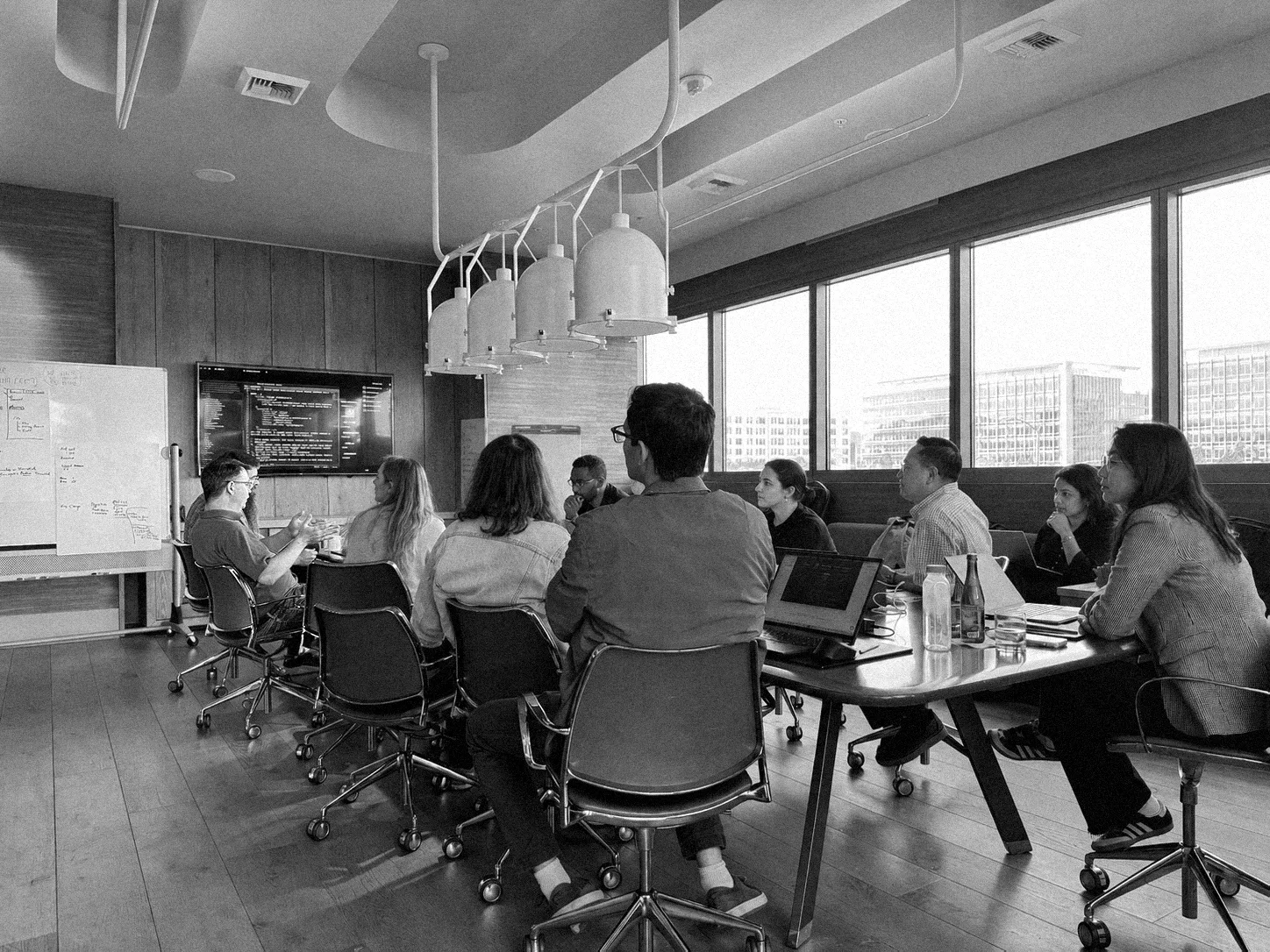 Justin McCarthy taking questions during a live talk